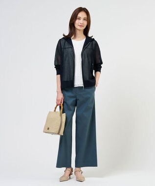 J.PRESS LADIES 【WEB限定カラーあり】SHEER LIGHT KNIT パーカー ネイビー系