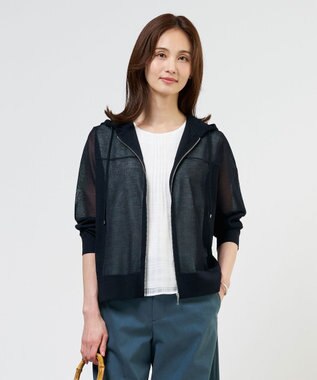 J.PRESS LADIES 【WEB限定カラーあり】SHEER LIGHT KNIT パーカー