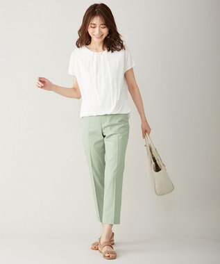 J.PRESS LADIES S 【シワになりにくい】コットンフィッティーシャーク テーパードパンツ ベージュ系