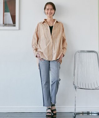 自由区 【XSサイズ～/洗える】USUKARU DENIM ヴィンテージストレート デニムパンツ ライトインディゴバイカラー