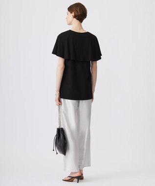 ICB 【接触冷感・UVケア・洗える】 ハイツイストスムース ケープデザインカットソー ブラック系