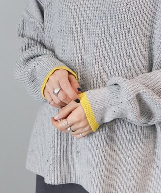 AMERICAN HOLIC 【WEB限定】配色ラインニットプルオーバー Oatmeal