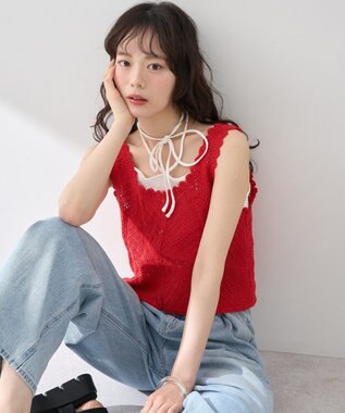 earth music&ecology クロシェビスチェ Deep Red