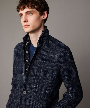 JOSEPH ABBOUD 【軽量/ストレッチ/イージーケア/ウォッシャブル】ツィーディーフリース ジャケット ネイビー系