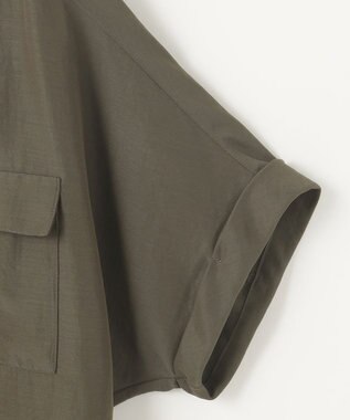 SHARE PARK LADIES 【洗える】ドルマンスリーブサテンシャツ カーキ系