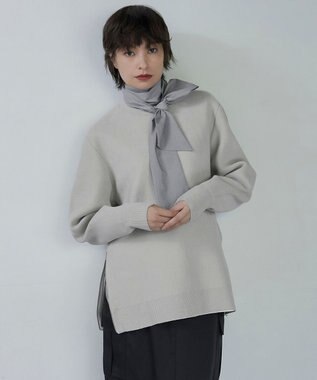 ICB L 【洗える】コットンシェニール コクーンスリーブニット トープ系