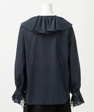 23区 【GOLD LABEL】シアーコットン ラッフル襟 ブラウス ダルブルー系
