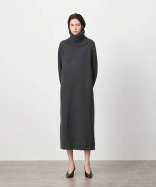 ATON WOOL MOULINE | タートルネックドレス CHARCOAL GRAY