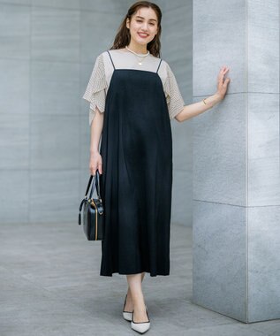 23区 L 【Lサイズ限定/洗える】スカーフプリントコンビ スリーブデザイン カットソー ベージュ×ブラック