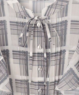 Feroux 【洗える】プリーツ ワンピース ネイビー系（チェック柄）