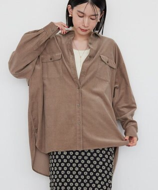AMERICAN HOLIC Ｗポケットコーデュロイシャツ Gray Beige