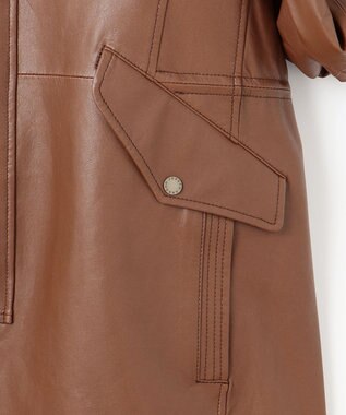 JOSEPH ABBOUD ベジタブルラムスキンレザーコート ダークブラウン系