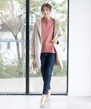 Tiaclasse 【洗える】モックネックポインテルニットトップス ピンク