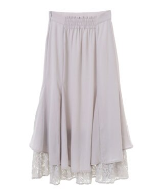 earth music&ecology レースヘムスカート Gray Beige