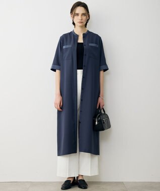 ICB 【先行予約】 FluidBackSatin シャツワンピース ダルブルー
