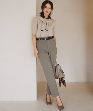 23区 S 【洗える】サステナブルウール 半袖 ニット ベージュ系1