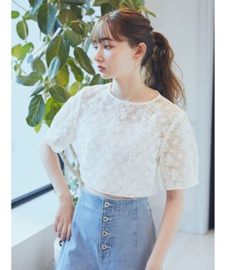 earth music&ecology ＳＥＴ２点　オーガンジー刺繍＋プリーツワンピース Beige