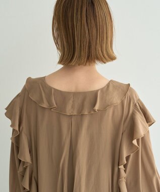 YECCA VECCA ラッフルリボンロングブラウス Camel