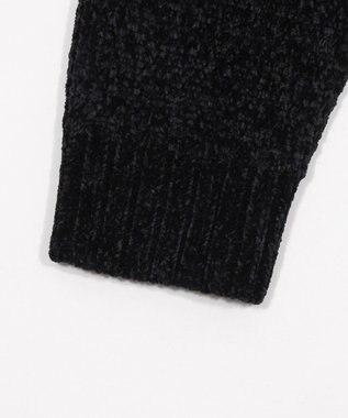 WEGO 【ユニセックス着用ITEM】ベロアモールワンポイントZIPカーディガン ブラック