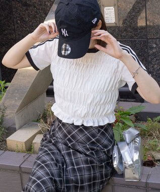 WEGO ラインデザインシャーリングトップス