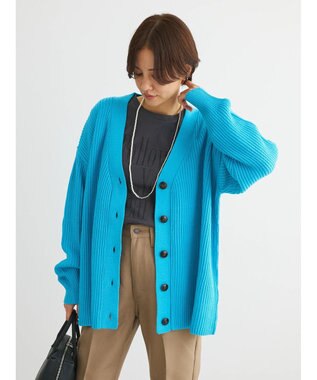 Green Parks 洗える　Ｖネックニットカーディガン Blue