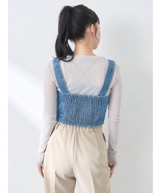 earth music&ecology フロントボタンデニムビスチェ Indigo