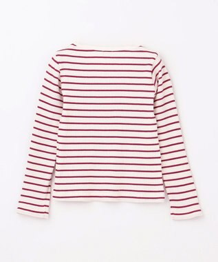 組曲 KIDS 【110-140㎝】レースボーダー トップス ラズベリー系1