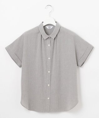 J.PRESS LADIES L 【洗える】SHEER ギンガム シャツ ブラウス オフ×ブラック系