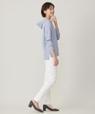 J.PRESS LADIES L 【洗える】HOODIE ニット パーカー サックスブルー系