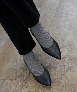 Pointer 日本製 本革美脚ローヒールパンプス ダークネイビー