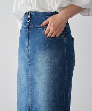 YECCA VECCA フロントZIPハイウエストデニムスカート Indigo