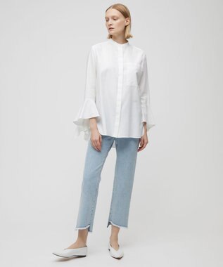 BEIGE， PERSIMMON / バンドカラーシャツ White