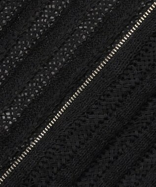 自由区 L ストライプパターンジップ ニット ブラック