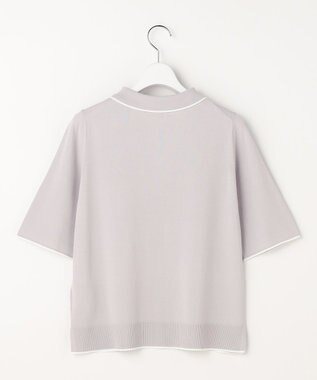 ANY SIS S 【アイスタッチ】ポロ ニット ライトグレー×オフ