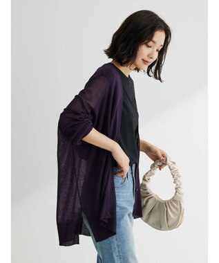 Green Parks 接触冷感シアーニットカーディガン Deep Purple