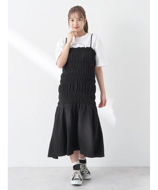 earth music&ecology ２ｗａｙシャーリングキャミワンピース Black