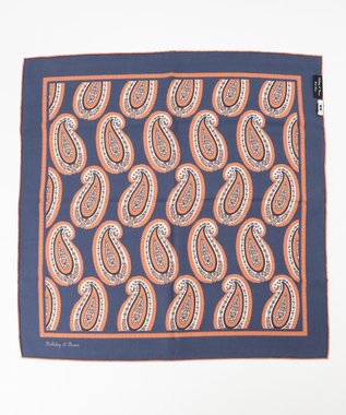 JOSEPH ABBOUD 【イタリア製】ビックペイズリーパターンチーフ オレンジ系6