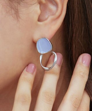 Tiaclasse カラーメタルリングピアス シルバー×ラベンダー