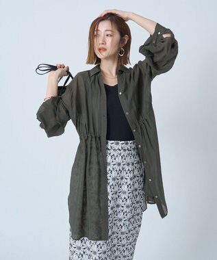 YECCA VECCA シアー2way袖バルーンチュニック Charcoal Gray
