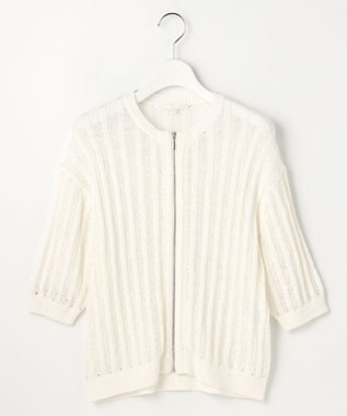 自由区 S ストライプパターンジップ ニット