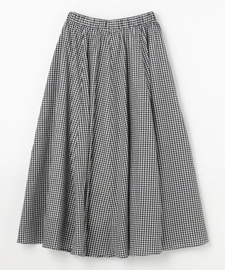 ANY 【ウエストゴム】シャンブレーライク スカート ブラックギンガム