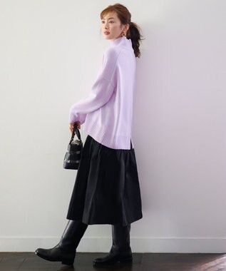 23区 【好評につき新色追加/CLASSY.1月号掲載】ウールカシミヤブレンド スタンドネック ニット ライラック系