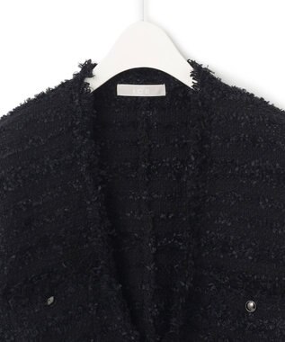 ICB 【洗える】 スラリットテープ カーディガンジャケット ブラック系