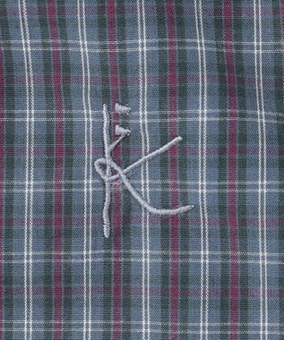 組曲 KIDS 【110-140㎝】チェックラッフル ブラウス ブルーグレー系3