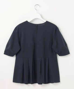 自由区 【接触冷感・UVカット・吸水速乾・抗菌防臭・洗える】ハイツイストポンチペプラム カットソー ネイビー