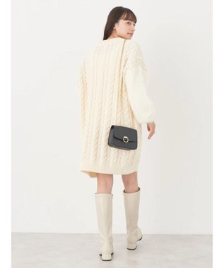 earth music&ecology 袖ファーケーブルミニワンピース Ivory
