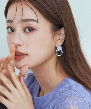 Tiaclasse カラーメタルリングピアス シルバー×ラベンダー