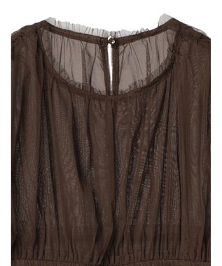 YECCA VECCA チュールギャザーブラウス Brown