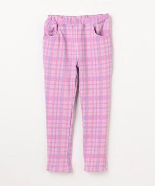 ANY KIDS 7days 裏シャギー 総柄ガーリーパンツ ピンク×チェック