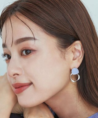 Tiaclasse カラーメタルリングピアス シルバー×ラベンダー